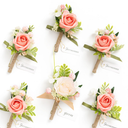 Ling's Moment Boutonniere for Men Wedding,Set of 6 , Groom and Groomsmen Boutonniere for Wedding Homecoming Halloween Ceremony Anniversary, Dinner Party, Prom Flowers and Fall Vintage Wedding (Blk-black & Gothic Burgundy)