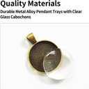 20Pcs Pendant Trays Kit Bezel Blanks with Glass Cabochons for Jewelry Making DIY Pendants Blank Bezels Tray Set Cabochon Pendant Making Supplies Crafting Accessories for Handmade Jewelry
