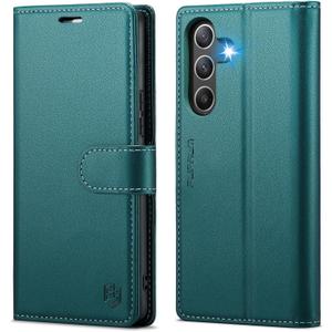 Samsung Galaxy A25 5G Wallet Case with RFID Blocking Credit Card Holder, PU Leather Folio Flip Kickstand Protective Shockproof Cover Women Men for Samsung A25 Phone Case (Green)
