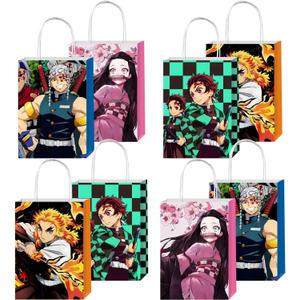 SDONY 12pcs Demon Party Gift Bags with Handles, Slayer Birthday Party Supplies for Party Decorations