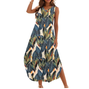 Sampeel Summer Dresses Maxi Dress Vacation Beach Sundresses 2025 with Pockets, S