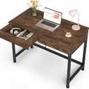 Mexin Small Desk with 2 Wooden Drawers, 40 Inch Home Office Writing Desk, Vanity Desk with Storage, Computer Desk for Bedroom Small Spaces, Table for Office, Kids Study, Makeup, Rustic Brown, 39.4 inch