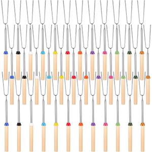 36PCS Marshmallow Roasting Sticks Bulk, 32 Inch Long Extendable Forks Smores Skewers for Smores Hot Dog Fire Pit Skewers Accessories Campfire Marshmellow Cooking Camping