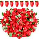 Lyrow 150 Pcs Artificial Strawberries Faux Realistic Strawberry Decor Plastic Simulation Fake Strawberries Lifelike Fruit for Photography Prop Cabinet Party (3.15 Inch)