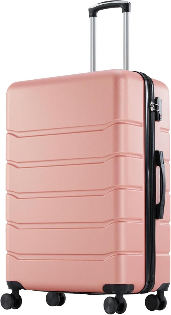 OLIXIS 24 Inch Luggage, Hard side Suitcase with Spinner Wheels, Lightweight ABS Hard Shell Checked Luggage, TSA Approved Lock, Expandable Medium Suitcase for Travel & Business Pink