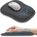Hokafenle Ergonomic Wrist-Hugging Mouse Pad Wrist Support, U-Shaped Holding Wrist Rest Mousepad for Carpal Tunnel Pain Relief with Cushioned Memory Foam Slope Massage Bulge (10.2x8.3 in,Dark Grey)