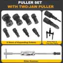 16PCS Bicycle Blind Hole Bearing Puller Set with Bearing Press Kit for Bearing Installation Internal Bearing Extractor Puller Kit for Bearing Removal with Two-Jawed Puller & 7PCS Expandable Collets
