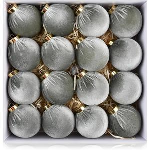 Velvet Ornaments for Christmas Tree Decorations - Light Baby Pink Christmas Ball Ornament for Indoor Holiday Decor - Shatterproof Xmas Bulbs Ornaments 80mm 3.15inch - Pack of 16