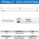 8 Pack 24 Inch F17T8/DL Fluorescent Light Bulb, T8 17 Watt, 6500K Daylight, T8 2FT Fluorescent Replacement Tube, G13 Medium Bi-Pin Base