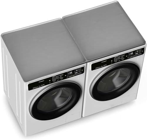 AURORAEDGE Silicone Washer and Dryer Covers for the Top Protector Mat - Non-Slip, Dustproof Cover for Washing Machine & Dryer - Laundry Room Organizer (Pack of 2, Dark Gray)