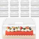 20 Pcs 11 Inch Clear Roll Cake Gable Boxes with Handle & Cake Boards, Transparent Plastic Gift Boxes, Easy Carrying Pastry Containers for Bakery Christmas Wedding, Size: 11 x 4.3 x 4 (Large, Clea)