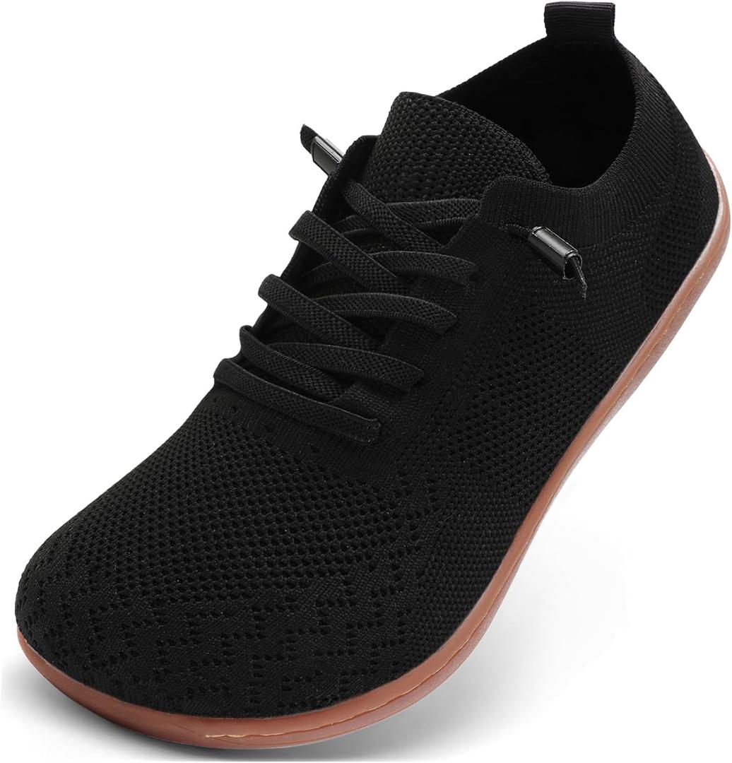 Barefoot Shoes Women Wide Slip-On Barefoot Running Tennis Walking Sneakers Minimalist Breathable Shoes Zero Drop Sole for Workout Gym Travel (10 Wide, Black Gum)