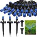 20 Pcs Drip Irrigation Emitters for 1/4 Inch Tubing Adjustable 360 Degree Water Flow Drippers with Stakes for Garden Greenhouse Lawn Watering System(Blue, Fan Shape Emitter)