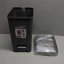 Small Bathroom Trash Can with Lid Soft Close, 10 Liter/2.6 Gallon Slim Garbage Can-Metal Step and Press top Lid, Mini Modern Waste Basket for Toilet, Office, Bedroom,Dorm,Dark Gray