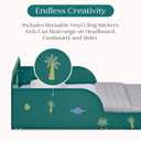 Delta Children Dino Wood Floor Toddler Bed with Reusable Stickers, Green