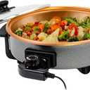 OVENTE 12 Inch Electric Skillet and Frying Pan with Nonstick Coating, 1400W Power, Adjustable Temperature Control, Tempered Glass Lid with Vent and Cool Touch Handles, Copper SK11112CO