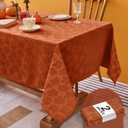 Biscaynebay 2 Packs Fall Tablecloth Rectangle Tables 60x84''-Rust Thanksgiving Autumn Harvest Gathering Jacquard Fabric Damask Table Cloths Kitchen Dinner Dining Outdoor Picnic Holiday Parties