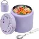 BABHAMNESS 26oz Soup Thermo for Hot Food Kids Insulated Vacuum Food Jar with Buckle Lid,Wide Mouth Leakproof Stainless Steel Lunch Container with Spoon-Purple