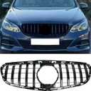Front Grill Grille for 2014-2016 Mercedes Benz W212 E-Class E200 E250 E300 E350 E400 GT Style Glossy Black Front Bumper Grill Direct Fit Replacement ABS No Modification Required With Camera Hole