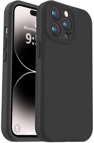 Vooii Compatible with iPhone 14 Pro Case, Liquid Silicone Upgrade Camera Protection Soft Anti-Scratch Microfiber Lining Shockproof Phone Case for iPhone 14 Pro 6.1 inch - Black