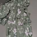 SUZONANA Plus Size Dresses for Women Floral Print Maxi Dress Flowy 3/4 Sleeve with Belt (Green, XXL)