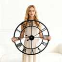 Vantic 24 Inch Large Wall Clock, Roman Numeral Metal Oversized Wall Clocks for Living Room Decor, Bedroom and Kitchen, Completely Silent, Non Ticking, Battery Operated