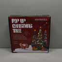 6 FT Pop Up Christmas Tree with 100 LED Timer Lights & Remote, Green Collapsible Christmas Tinsel Tree Artificial Pencil Tree Xmas Decoration for Holiday Home Office Party, USB Powered (Holographic Ice Blue)