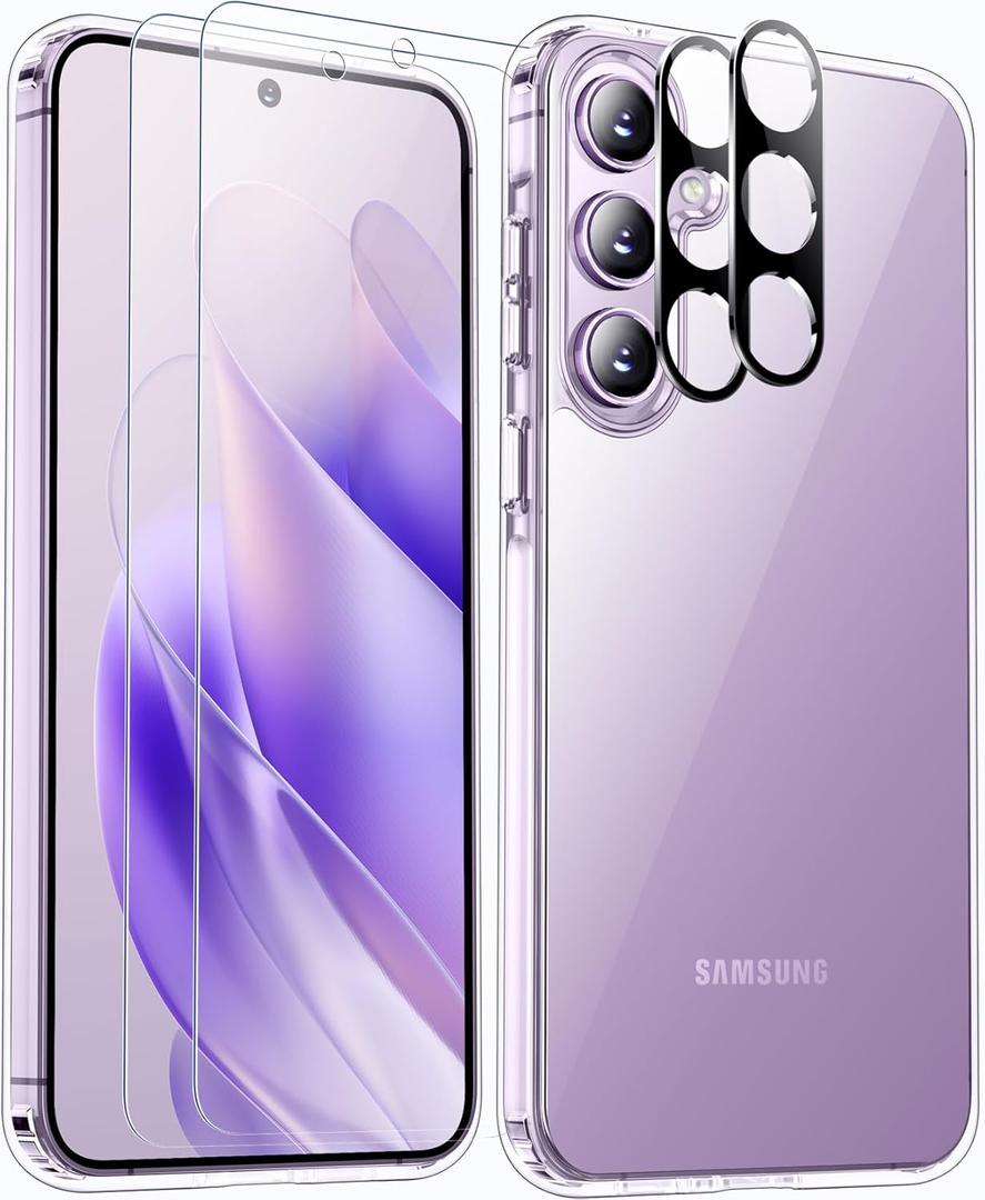 2 x SPIDERCASE for Samsung Galaxy A35 5G Case, [10 FT Military Grade Drop Protection][Not Yellowing][2 Pcs Screen Protectors & Camera Lens Protectors] Slim Case for Samsung A35 6.6 inch,Clear