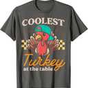 Thanksgiving Coolest Turkey at Table Boys Kids Toddler Youth T-Shirt