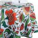 EHouseHome Outdoor and Indoor Spill Proof Waterproof Tablecloth,Vintage Floral Design Patio Fabric Table Cover,Home Dinner Dcor Wrinkle Free Table Cloths(60" Round no Zipper and Hole)