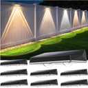 Solar Fence Lights Outdoor, 8-Pack 120LM Fence Lights Solar Powered, IP67 Waterproof Dusk to Dawn Auto On/Off 12+ Hours for Outside/Backyard/Wall/Step/Patio/Deck/Pool (3000K/4000K/6000K White)