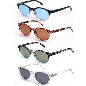 Reading Sunglasses Womens Round Readers Sunglasses +1.00 for Small Head/Petite Face Sun Readers Lightweight&Comfortable Fit 4 Pack