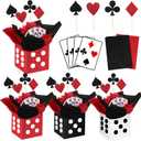 WinnerWhy 4 Sets Casino Theme Party Decorations Dice Centerpieces for Tables Casino Night Table Party Toppers with White, Black, Red Dice Box Poker Cutouts and Sticks for Graduation Birthday Decor