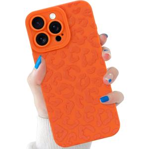 tharlet Compatible with iPhone 15 Pro Max Leopard Case | Shockproof Soft TPU Military Grade Drop Protection Cheetah Print Women Girls Case for iPhone 15 Pro Max 6.7'' Orange Leopard