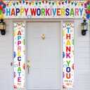 3 Pcs Happy Workiversary Party Banner We Appreciate Thank You for All You Do Backdrop Iridescent Work Anniversary Party Decor for Outdoor Men Women Office Employee Worker Appreciation