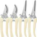 4PACK Pruning Shears, Stainless Steel Garden Shears, Sharp Handhled Gardening Scissors, Bypass & Straight Blade Garden Clippers for Plants, Flowers, Fruits Trees, Gardening Gifts for Women & Men