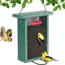 Kingsyard Metal Mesh Bird Feeder for Outdoors Hanging, Finch Feeder for Nyjer/Thistle, Sliding Mesh & Builtin Perch, Recycled Plastic, Green