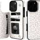 HAOPINSH for iPhone 16 Pro Max Case Wallet with Card Holder, White Leopard Cheetah Pattern Back Flip Folio PU Leather Kickstand Card Slots Case for Women Girls, Double Magnetic Clasp Shockproof 6.9"
