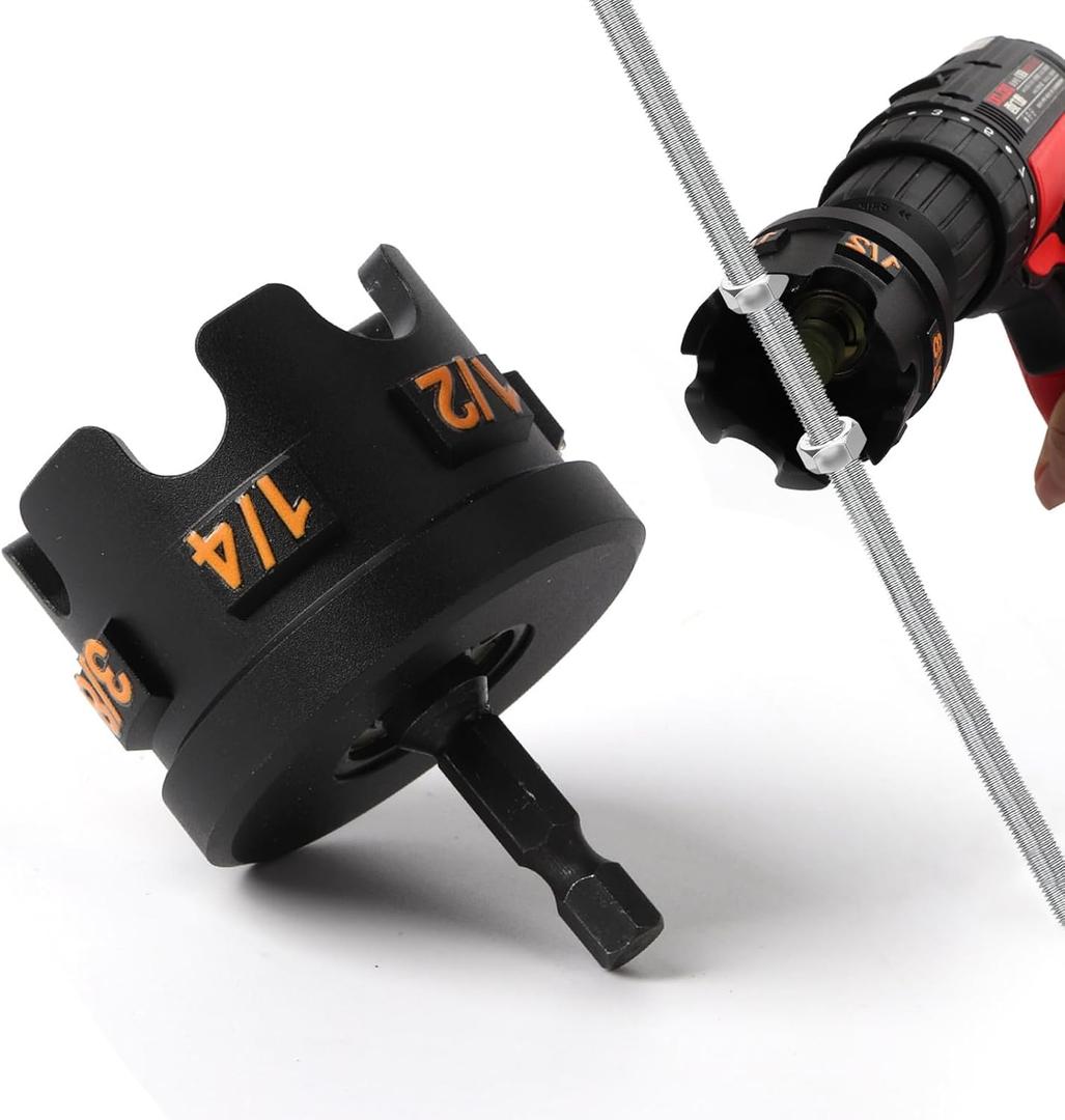 Nut Running Tool for Drill, Nut Zipper Drill Attachment for Fast Nut and Bolt Removal, Fits 1/4", 3/8", 1/2" Threaded Rods for Conduit Racks & Strut Systems