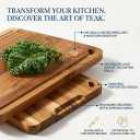24”×18” Teak Wood Cutting Board for Kitchen, Knife-Friendly Chopping Boards with Juice Grooves, Heavy Duty Wooden Boards for Meat, Fruit & Cheese, Ideal Housewarming Gift