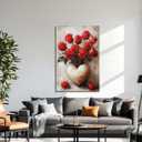Red Rose Wall Art Romantic Valentines Canvas Prints Rustic Flowers with Love Vase Picture Vintage Painting Bathroom Living Room Bedroom Wall Decor Framed(16.00"x24.00")