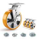 8 Inch Heavy Duty Casters Set of 4, Industrial Locking Casters 7000lbs Load Capacity, Plate Swivel Castor Wheels for Heavy Duty Carts, Workbench, Equipment, Platform Truck (Orange)