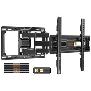 Perlegear Full Motion TV Wall Mount for 26-74 inch TVs, Height Adjustable TV Mount, Pre-Assembled Wall Mount TV Bracket with Tool-Free Tilt, Swivel, Fits 16” Studs, 99 lbs, Max VESA 400x400mm, PGMF21