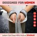 Teun Teun Glitter Weight Lifting Wrist Straps  24-Inch Cotton Gym Straps with Neoprene Padding for Deadlifts, Powerlifting, and Strength Training (Grey)