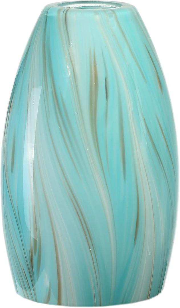 Oval Glass Lamp Shade Only Art Glass Shades for Kitchen Island pendant Lights Glass Lamp Covers Light Fixture Replacement aqua color for Mini Pendant Ceiling Lights Chandelier
