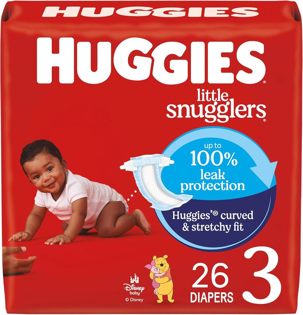 Huggies Size 3 Diapers, Little Snugglers Baby Diapers, Size 3 (1628 lbs), 26 Count, 
