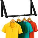 HOLDN STORAGE Over The Door Hanger - Foldable Rack Organizer for Hanging Clothes, Coats & Towels, Ideal for Dorm Rooms, Laundry, Bathrooms, Etc - Holds up to 35 LBs, Collapsible - Black (Full Set: 1 Pack)