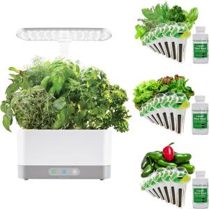 Aero Garden Harvest XL Indoor Garden Hydroponic System with LED Grow Light and Herb Kit, Holds up to 6 Pods, White