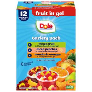 Dole Diced Peaches, Mandarin Oranges, and Mixed Fruit in Gel Variety Pack - Dole Fruit Bowls Snacks - 4.3 oz Bowls - 12 Pack, Best By: Mar 06 2026