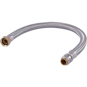 SharkBite Max 1/2 Inch x 3/4 Inch FIP x 24 In. Braided Flexible Water Heater Connector, Push-to-Connect Brass Plumbing Fitting, Stainless Steel, UR3068FX24